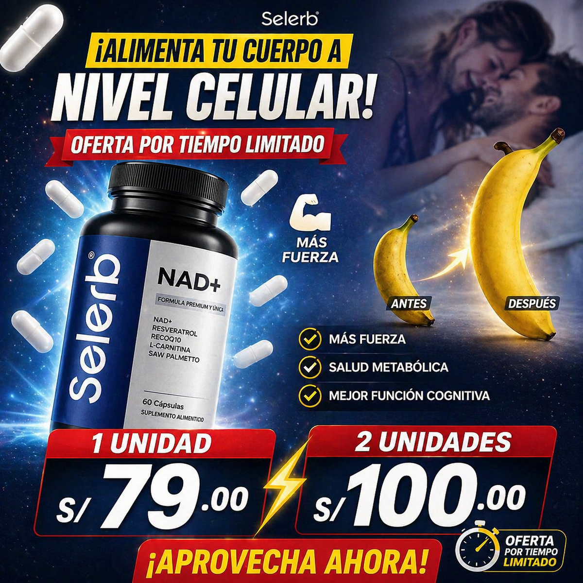 Selerb NAD + 60 Cápsulas - Fórmula Premium de vitalidad - OFERTA SOLO POR HOY
