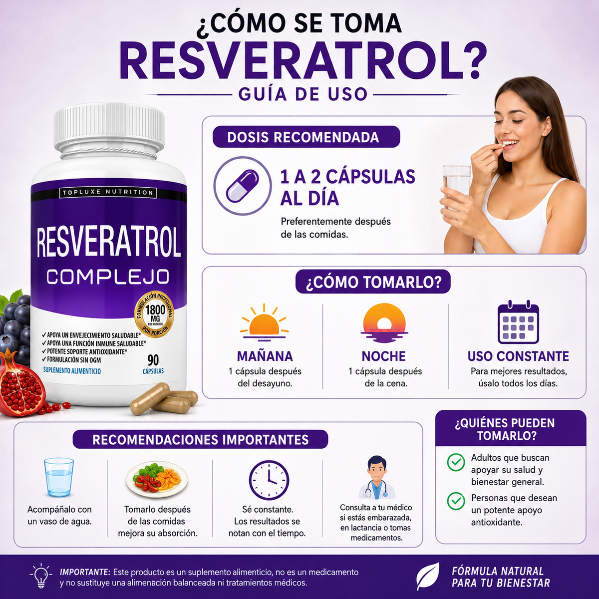 Resveratrol -Soporte Antioxidante y Antienvejecimiento, 2X1 oferta solo por hoy