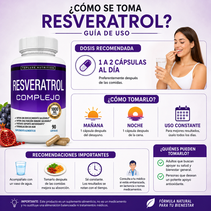 Resveratrol -Soporte Antioxidante y Antienvejecimiento, 2X1 oferta solo por hoy