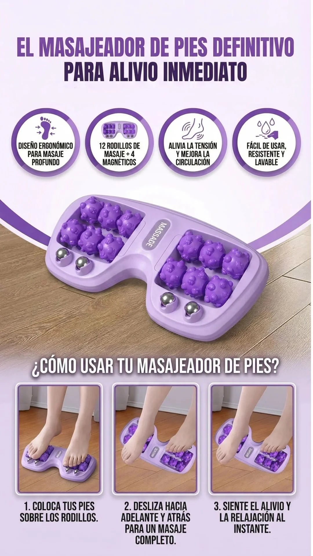 💥 Rodillo de masaje de pies doble portátil 🦶😮