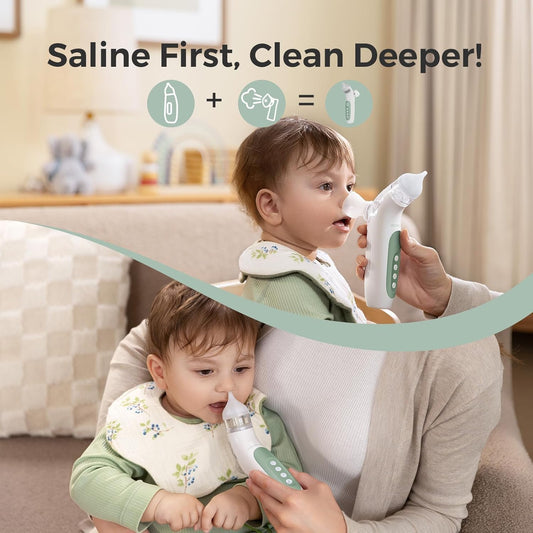 Aspirador nasal eléctrico 2 en 1 para bebé con aerosol,