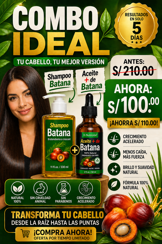 Combo Aceite De Batana + Shampoo de Batana Más brillo. Más vida para tu cabello