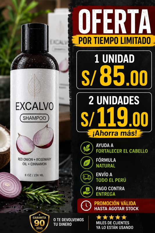 (OFERTA 2X1) Shampoo Excalvo – Fortalecimiento y Revitalización Capilar