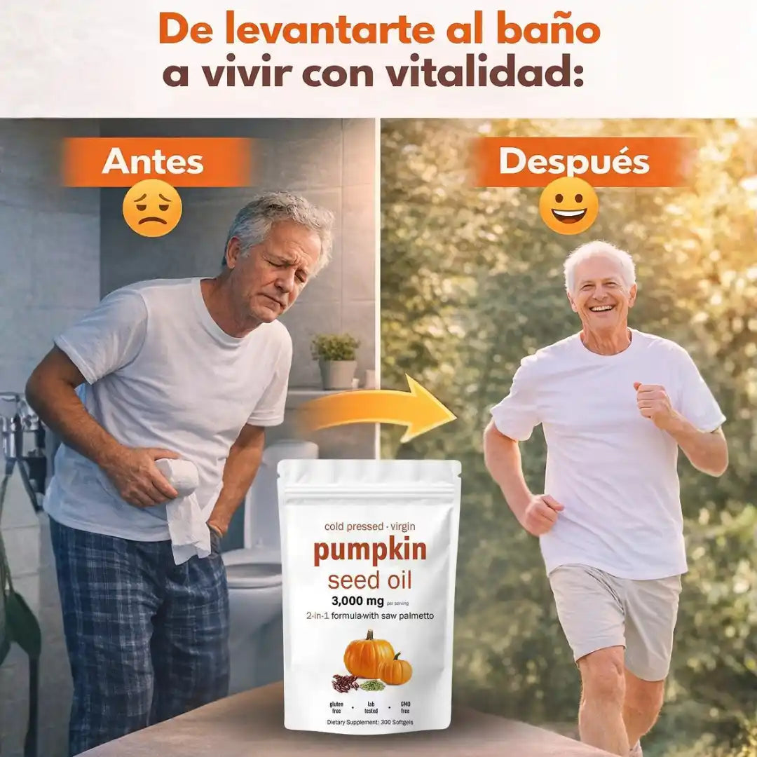 Aceite De Calabaza Y Palmito - Repara Tu Prostata, Riñones, Vegija y Bloquea la Caida de Cabello