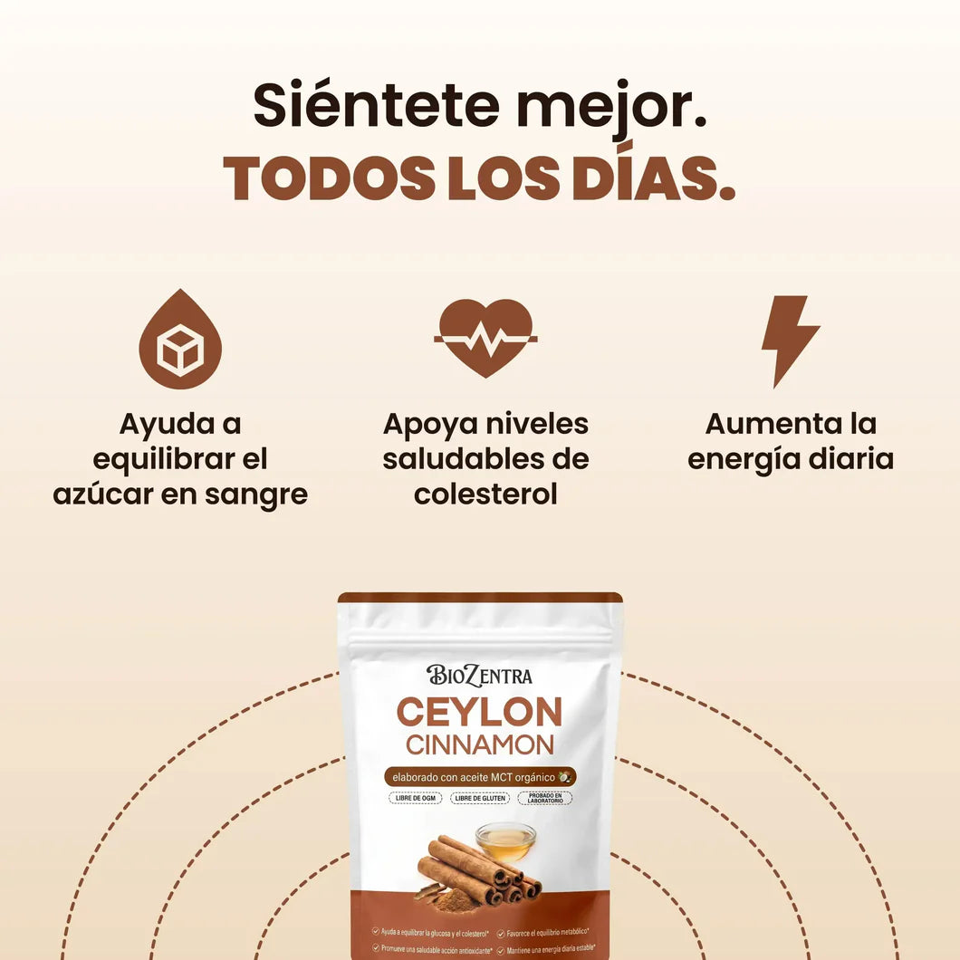 Canela de Ceylon 12:1 — Baja y controla tu azúcar naturalmente OFERTA 2 X 1