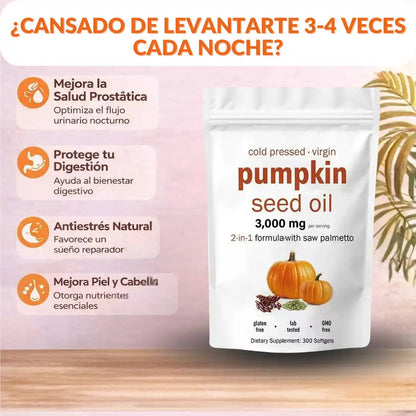 Aceite De Calabaza Y Palmito - Repara Tu Prostata, Riñones, Vegija y Bloquea la Caida de Cabello