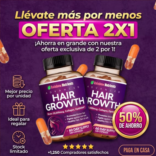 HAIR GROWTH PR ORIGINAL – TRATAMIENTO ANTICAÍDA Y CRECIMIENTO-OFERTA 2X1 SOLO POR HOY
