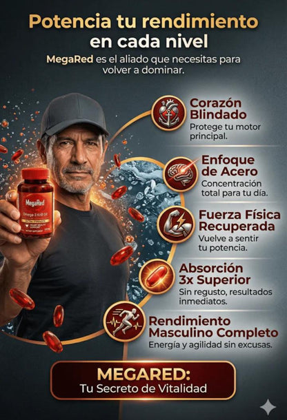 🔥 MegaRed Omega 3s® – Impulsa tu testosterona y energía natural 1000 mg. 60 Caps. ORIGINAL