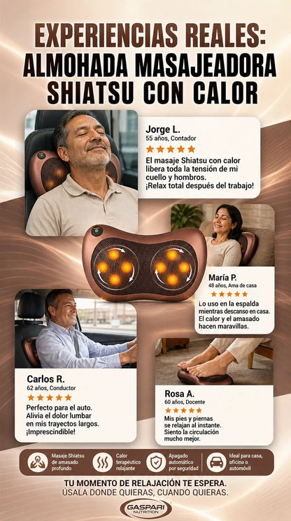 LUMBAR PRO - MASAJEADOR 8 D MULTIFUCION - CALOR INFRARROJO - 8 RODILLOS 3D