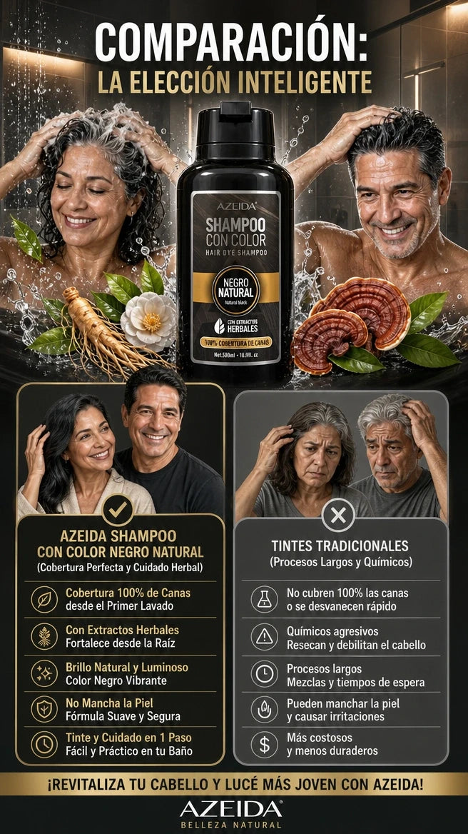 Champú Natural con Ingredientes Herbales para Pintar el Cabello- NEGRO 500ML
