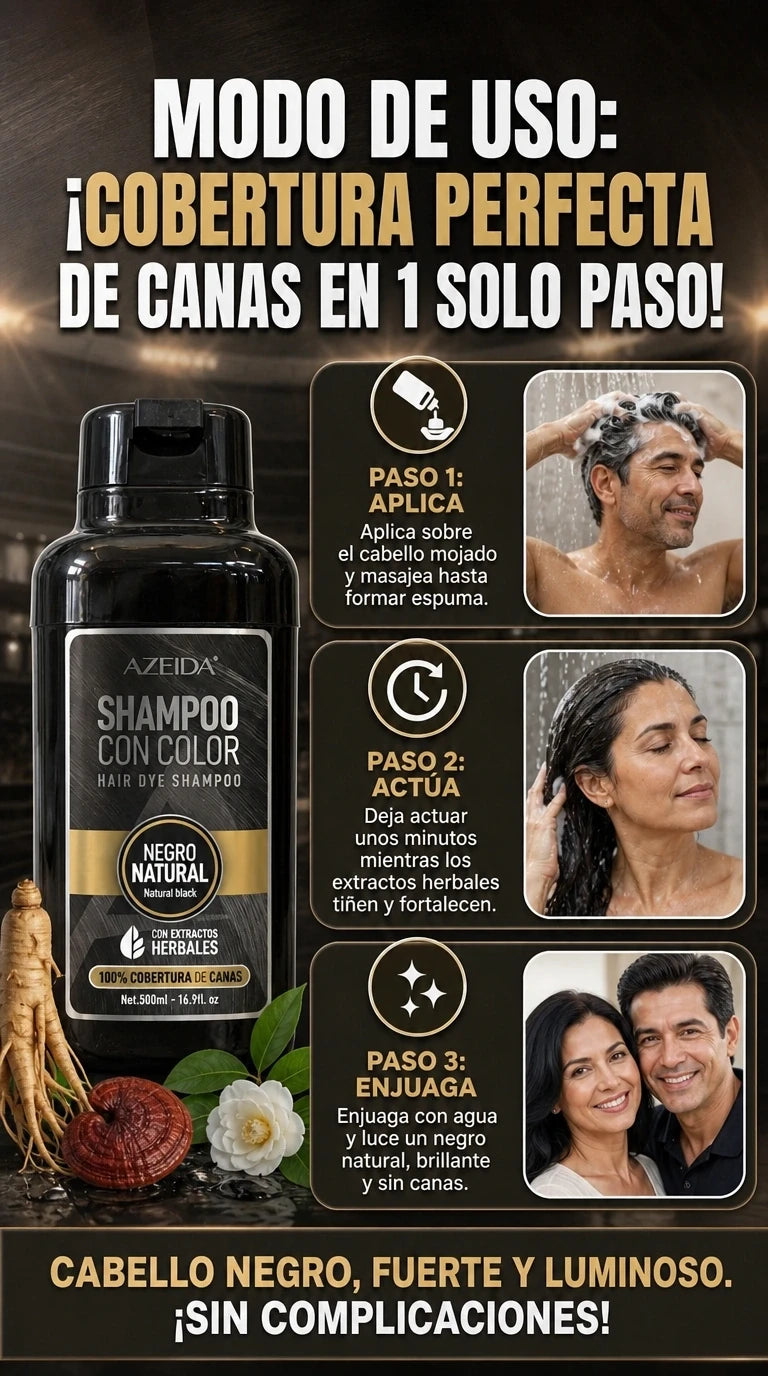 Champú Natural con Ingredientes Herbales para Pintar el Cabello- NEGRO 500ML