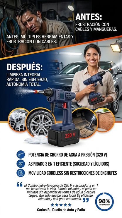 COMBO HIDROLAVADORA 320V + ASPIRADORA 3 EN 1