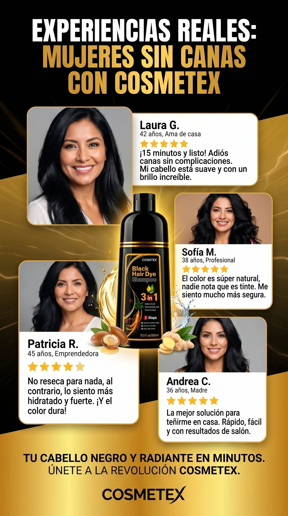 SHAMPOO TINTE CUBRE CANAS 3 IN 1 - INCLUYE 2 REGALOS SORPRESA
