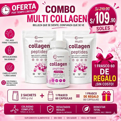 COMBO MULTI COLLAGEN (2 SACHETS + 1 FRASCO 60 GRATIS OFERTA 3X1 SOLO POR HOY