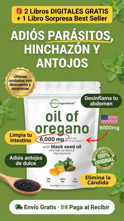 ACEITE DE ORÉGANO 6000MG CON SEMILLA NEGRA (90CAP) OFERTA 2X1