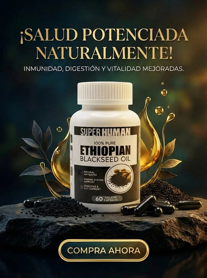 Aceite de semilla negra etíope puramente nutritiva, contiene naturalmente 4.64% de timoquinona, sin OMG, sin gluten, 60 unidades