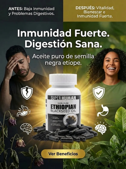 Aceite de semilla negra etíope puramente nutritiva, contiene naturalmente 4.64% de timoquinona, sin OMG, sin gluten, 60 unidades
