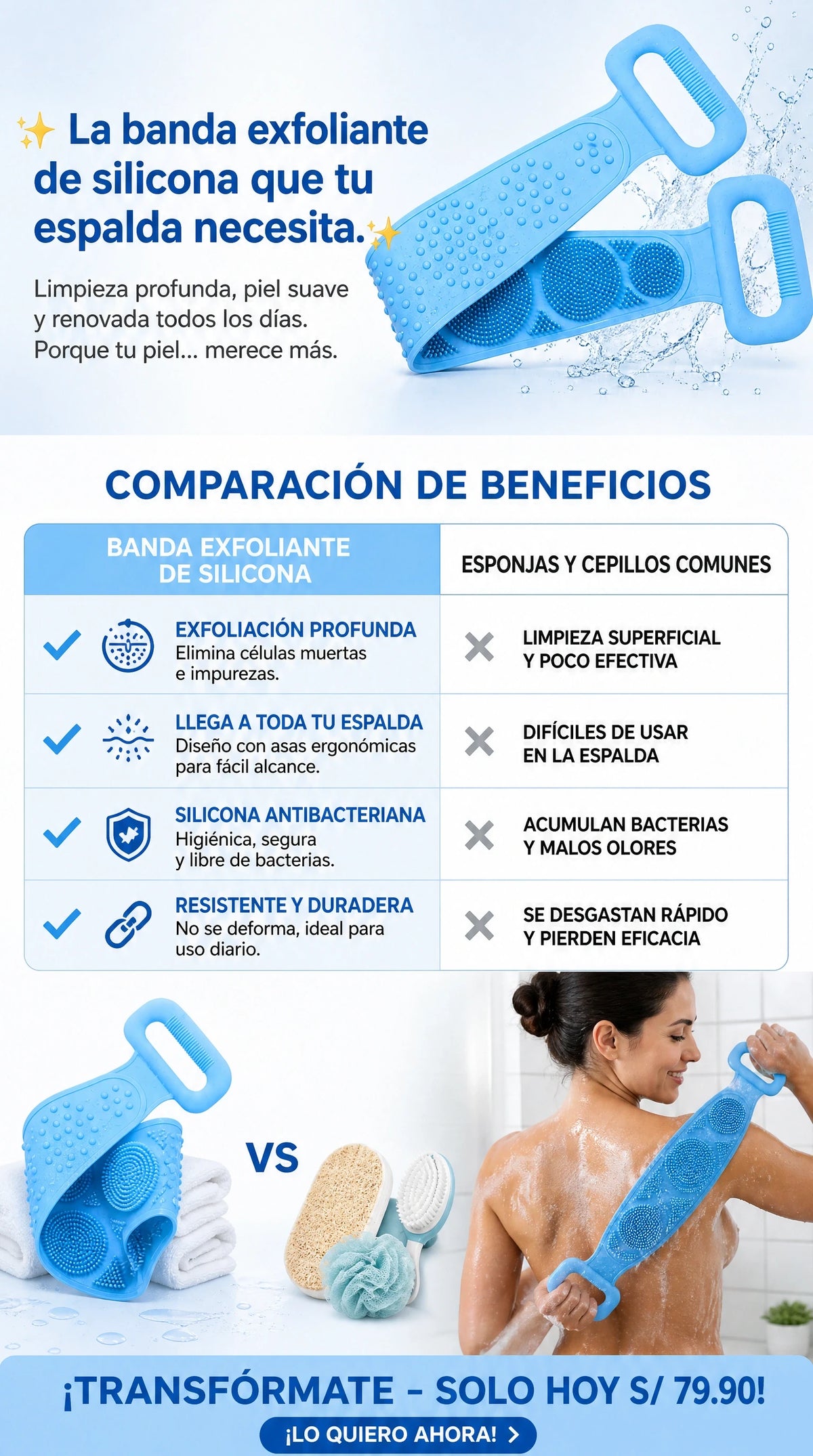 Cepillo Exfoliante de Silicona 5 EN 1
