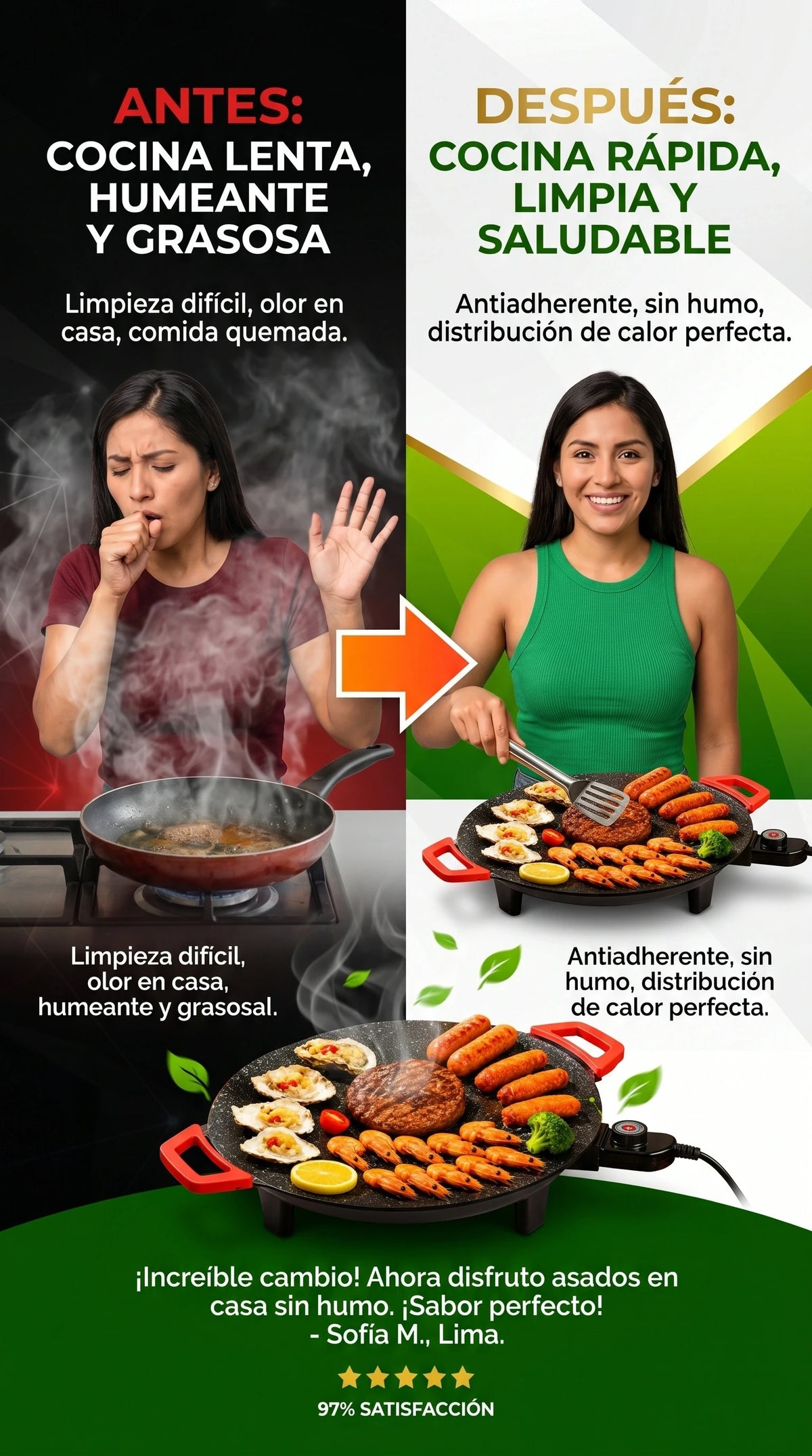 Sarten Coreano Antiadherente🔥Cocina sin que nada se pegue desde el primer uso