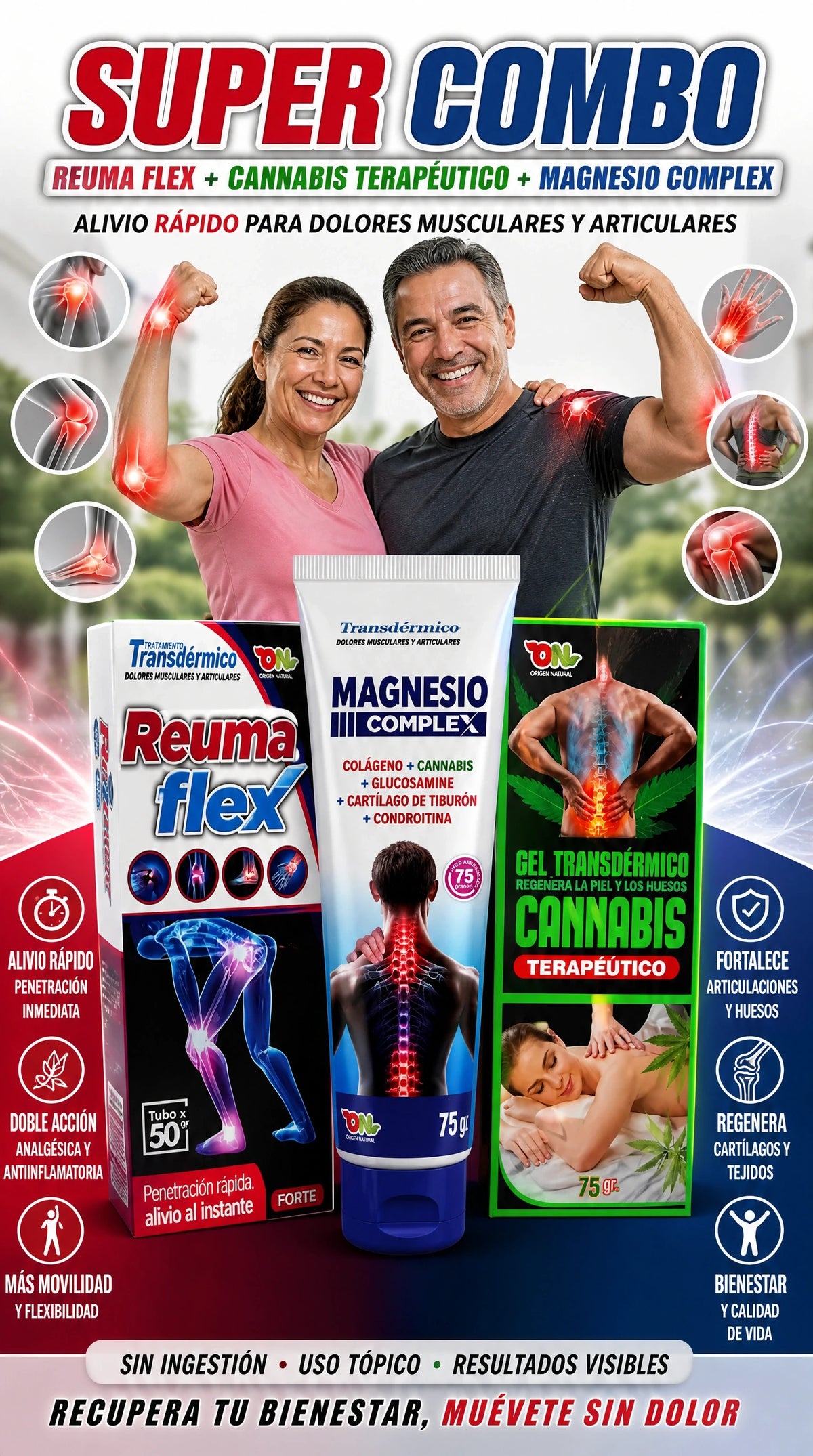 SUPER COMBO REUMA FLEX+CANNABIS TERAPÉUTICO+MAGNESIO COMPLEX 3X1