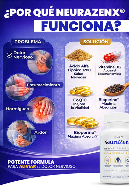 NeuraZenX®60 cápsulas Original Alivia la Neuropatía desde la raíz