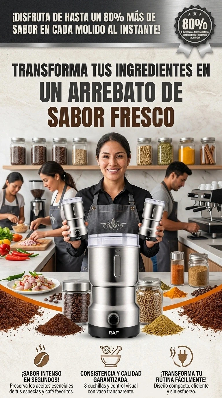 MOLINILLO ELÉCTRICO DE CAFÉ RAF 350ML - MULTIFUNCIONAL