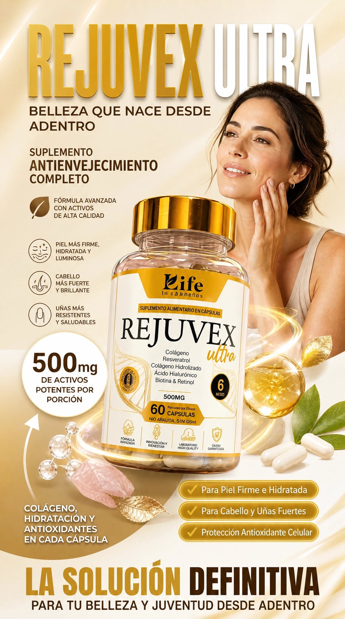 🌿 REJUVEX ULTRA 5 EN 1 – FÓRMULA AVANZADA PARA TU BIENESTAR Y BELLEZA