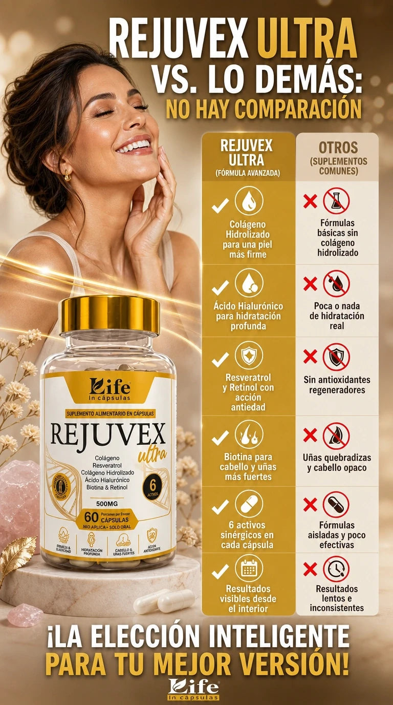 🌿 REJUVEX ULTRA 5 EN 1 – FÓRMULA AVANZADA PARA TU BIENESTAR Y BELLEZA