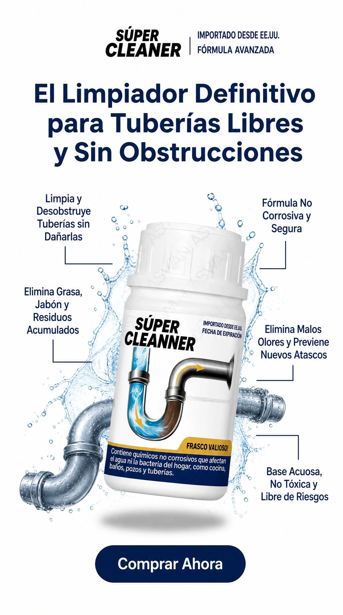 Polvo Destapa Cañerías 400g – Recupera el Flujo de tus Tuberías
